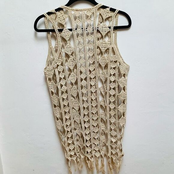 PRADA KNIT VEST BLOUSE MEDIUM FRANCE CREAM TAN - Picture 3 of 3